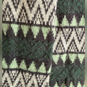 Andes Gifts Alpaca Blend Scarf Long Double Thickness Green Gray Black Fringe OS